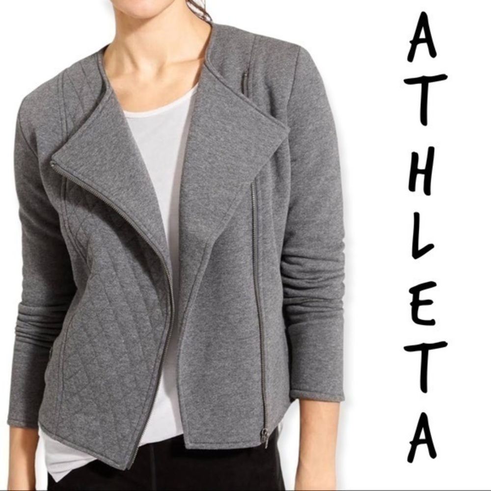 Athleta gray moto jacket size M